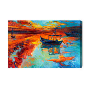 Obraz Na Płótnie Malowane Łódki Na Morzu