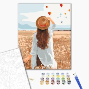 Malowanie po numerach Podróżnik na polu żyta