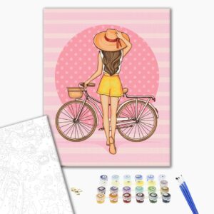 Malowanie po numerach Dziewczyna z rowerem