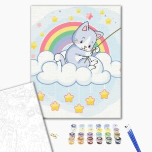 Malowanie po numerach kot łapacz gwiazd