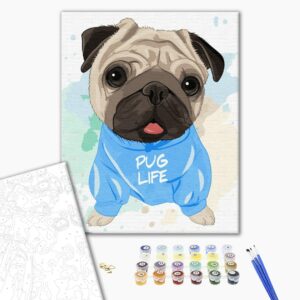 Malowanie po numerach Jasny Mopsik.