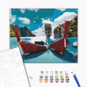 Malowanie po numerach Łodzie w lagunie