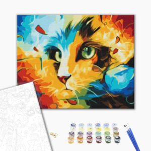 Malowanie po numerach Kot w jasnych kolorach