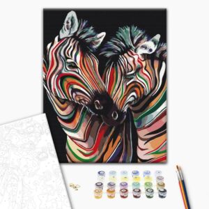 Malowanie po numerach Para tęczowych zebr