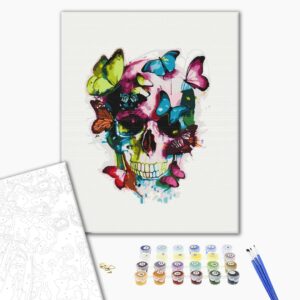Malowanie po numerach Czaszka z motylami