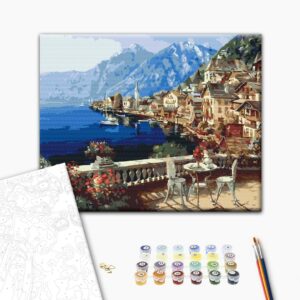 Malowanie po numerach Miasto w pobliżu Alp