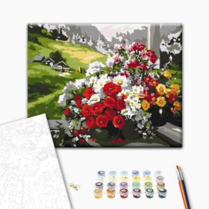 Malowanie po numerach Bukiety na oknie