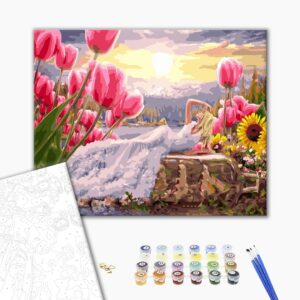 Malowanie po numerach Calineczka w kolorze białym