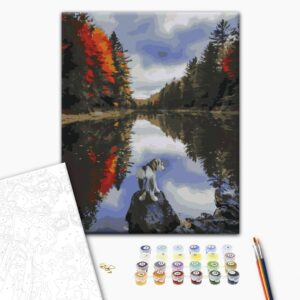 Malowanie po numerach Pies nad jeziorem