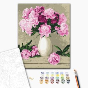 Malowanie po numerach Delikatne piwonie