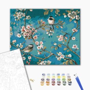 Malowanie po numerach Sikorki na gałęziach