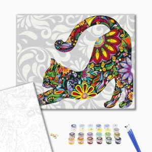 Malowanie po numerach Kwiatkowy kot