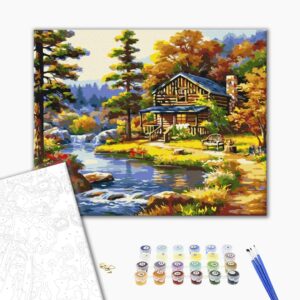 Malowanie po numerach Dom nad jeziorem