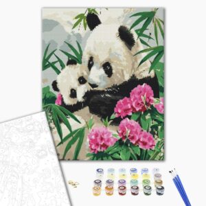 Malowanie po numerach Mama panda z dzieckiem