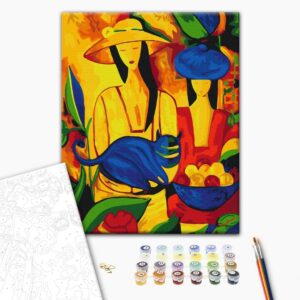 Malowanie po numerach Portret kobiety z kotem