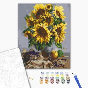 Malowanie po numerach Martwa natura z bukietem słoneczników