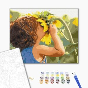 Malowanie po numerach Dziecko w sloneczniku