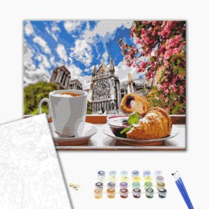 Malowanie po numerach Kawa z rogalikiem