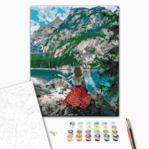 Malowanie po numerach Podróżnik nad jeziorem.