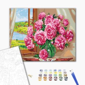 Malowanie po numerach Jasne piwonie