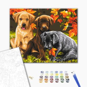 Malowanie po numerach Trzy szczeniaka