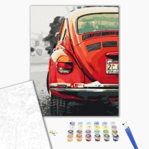 Malowanie po numerach Czerwony Retro.