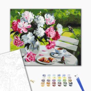 Malowanie po numerach Śniadanie z piwoniami