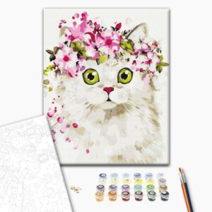 Malowanie po numerach Zaskoczony kotek