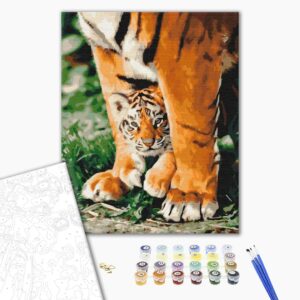 Malowanie po numerach Tygrysw potężnych rękach