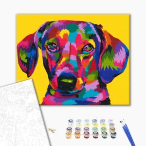 Malowanie po numerach Tęczowy jamnik