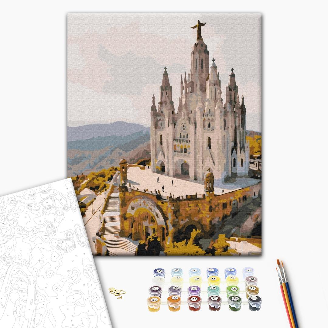 Malowanie po numerach Kościół Serca Jezusowego na Tibidabo. Barcelona