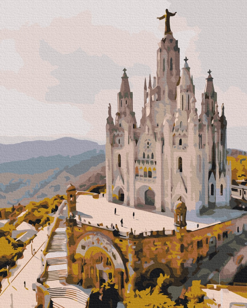 Malowanie po numerach Kościół Serca Jezusowego na Tibidabo. Barcelona - obrazek 2