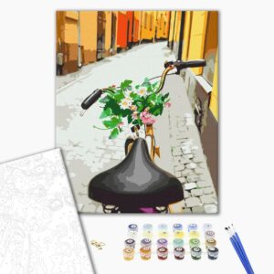 Malowanie po numerach Spacer rowerem w starym miastu