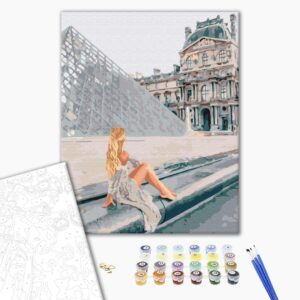 Malowanie po numerach Ładna kobieta w luwru