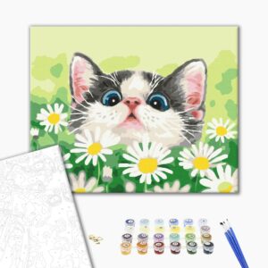 Malowanie po numerach Kot w rumiankach