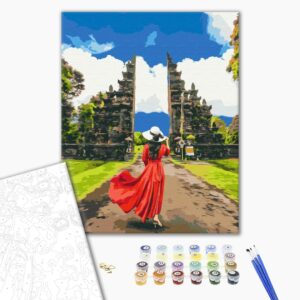Malowanie po numerach Podróżniczka u bram Świątyni Pura Lempuyang