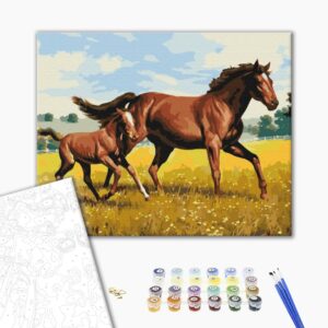 Malowanie po numerach Rodzina galop