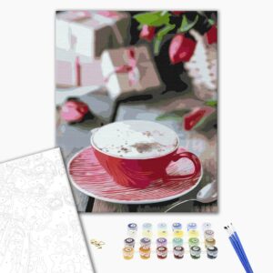 Malowanie po numerach Filiżanka Cappuccino.