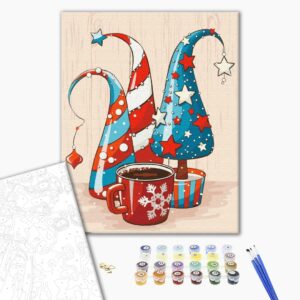Malowanie po numerach Świąteczne czapeczki