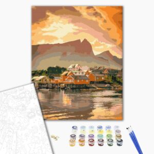 Malowanie po numerach Przytulny zachód słońca w Norwegii