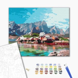 Malowanie po numerach Miasteczko w górach kryształowych