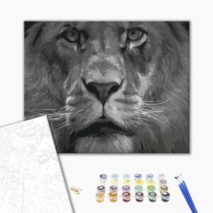 Malowanie po numerach Lew w czerni i bieli