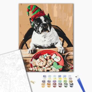 Malowanie po numerach Mops pomocnik Santy