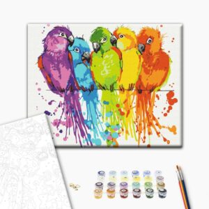 Malowanie po numerach Wielobarwne papugi