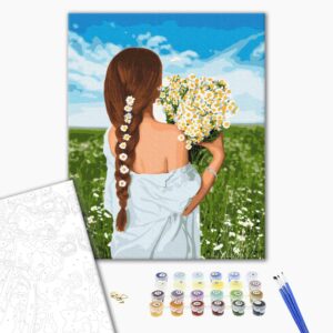 Malowanie po numerach Dziewczyna ze stokrotkami