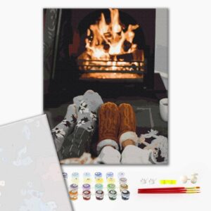 Malowanie po numerach Premium Przytulność przy kominku