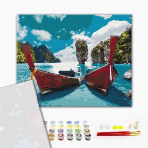 Malowanie po numerach Premium Łodzie w lagunie