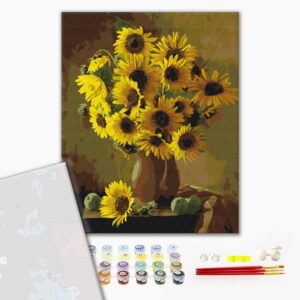 Malowanie po numerach Premium Ciepłe słoneczniki