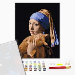 Malowanie po numerach Premium Dziewczyna z rudym kotem