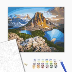 Malowanie po numerach Jeziora w pobliżu skał góry